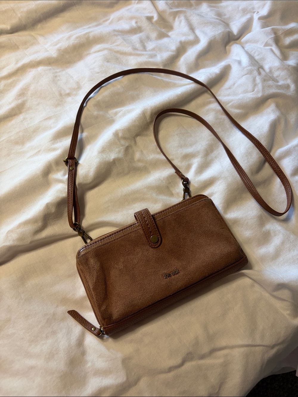 The Sak Brown Leather Crossbody Wallet Bag